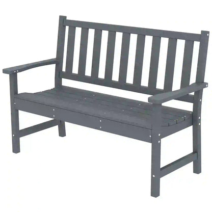 Outdoor Garden Bench, HDPE Weatherproof, 2-Person Seating Outdoor Benches Grey at Gallery Canada