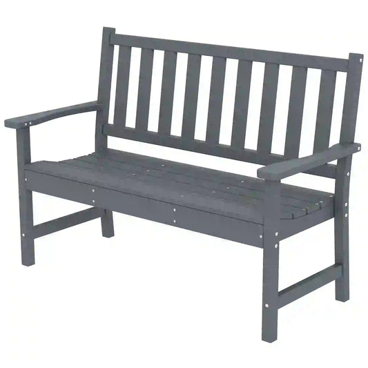 Outdoor Garden Bench, HDPE Weatherproof, 2-Person Seating Outdoor Benches Grey at Gallery Canada