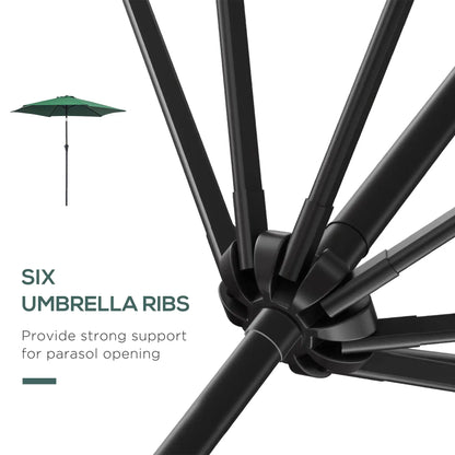 8.5FT Round Garden Parasol, 6 Ribs, Tilt Canopy, Crank Handle, Green Sun Umbrellas at Gallery Canada