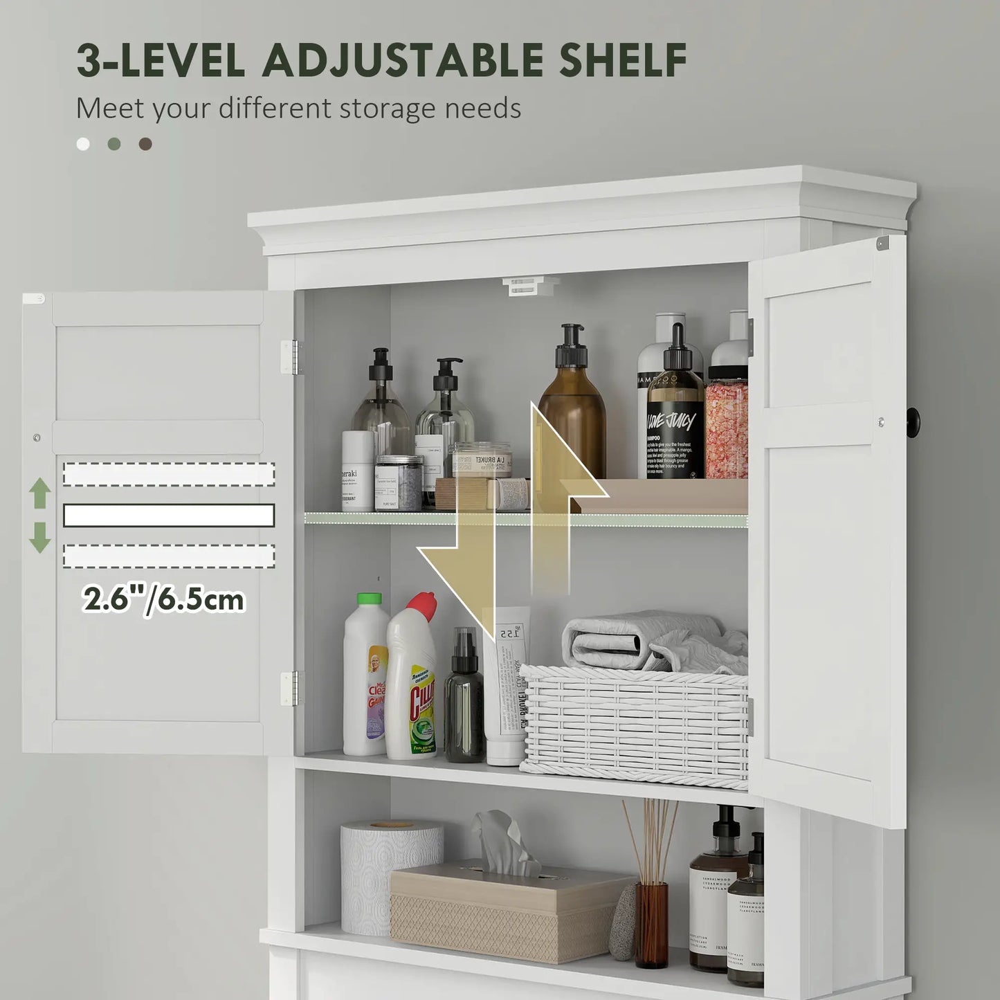 3-Tier Over Toilet Storage, Adjustable Shelf, Bathroom Laundry Cabinet Bathroom Cabinets at Gallery Canada