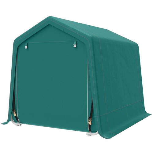 7.9' x 6.6' Garden Storage Tent, Metal Frame, Double Zipper Doors, Green