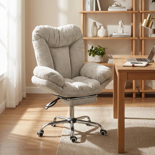 Criss Cross Chair with Wheels, Waterfall Armrests, Light Grey