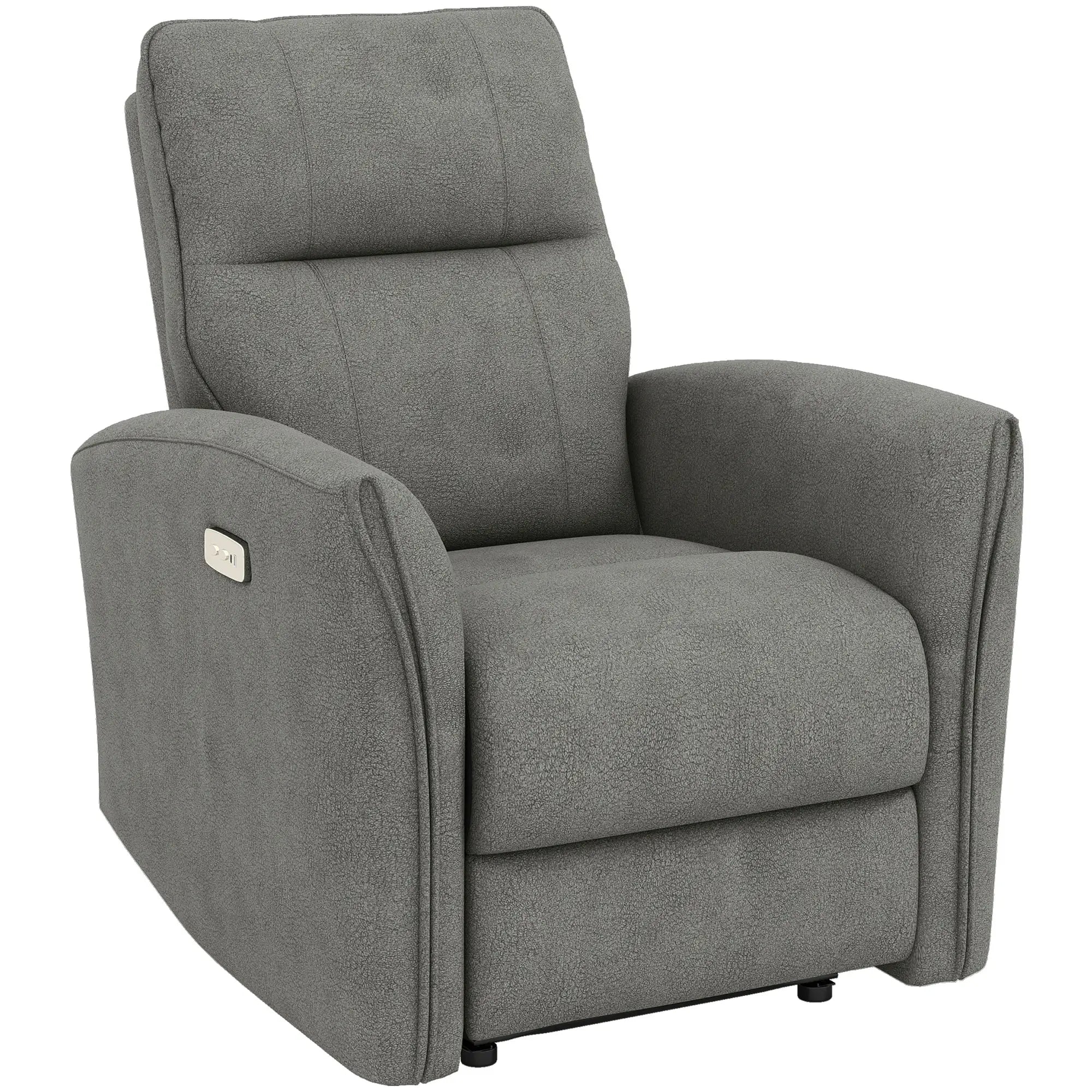 Fabric Recliner Chair, USB Ports, Footrest, Grey Sofas & Reclining Chairs Grey, Black at Gallery Canada