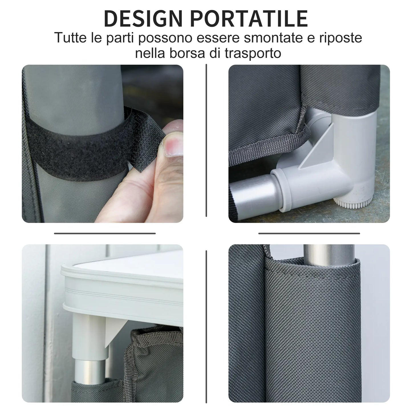 Camping Kitchen Station, Aluminum Table with 2-Shelf, Carrying Bag, Grey Picnic Tables & Camping Chairs at Gallery Canada