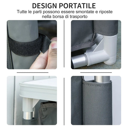 Camping Kitchen Station, Aluminum Table with 2-Shelf, Carrying Bag, Grey Picnic Tables & Camping Chairs at Gallery Canada