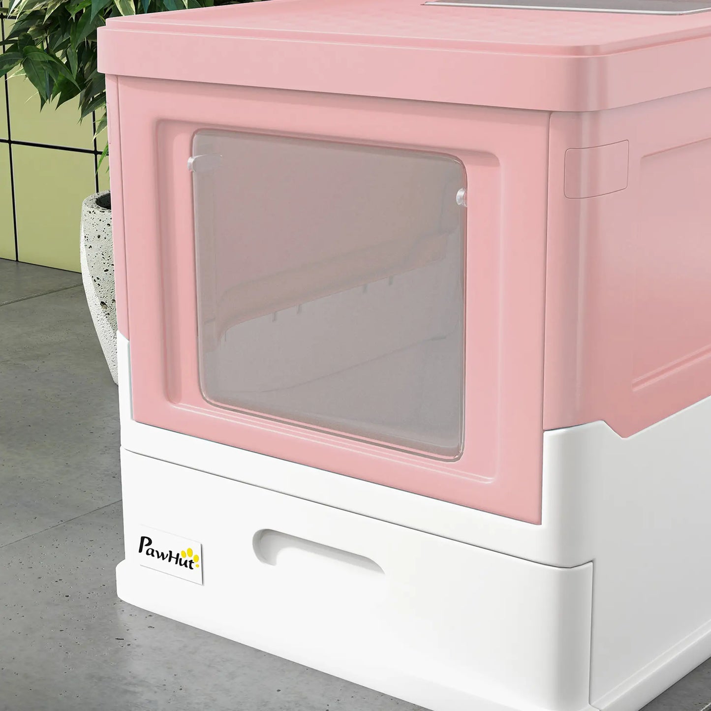 Enclosed Kitty Litter Box, Large, with Scoop, Tray, Pink Cat Litter Box Enclosures at Gallery Canada