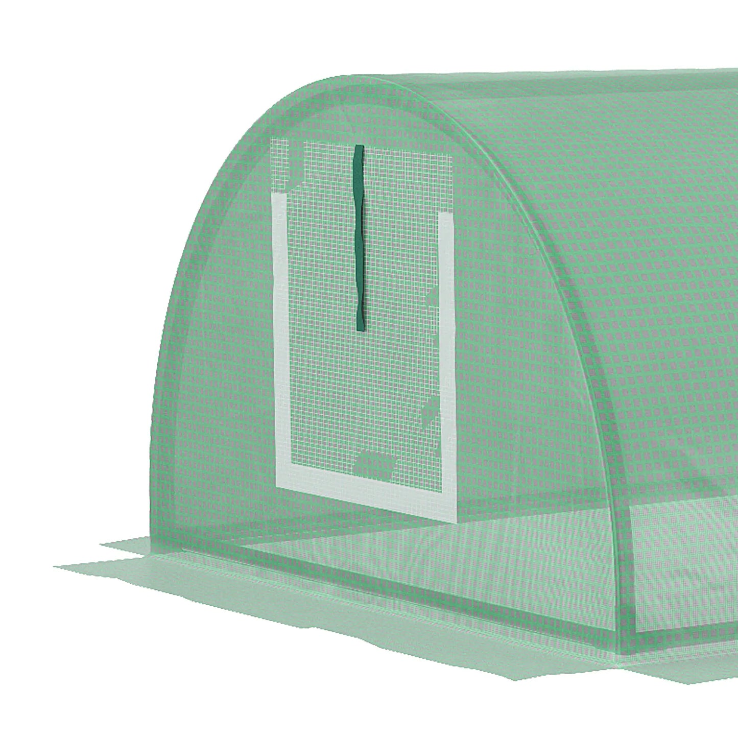 Portable Mini Greenhouse, 7' x 3' x 2', Steel Frame With 5 Mesh Windows, Green