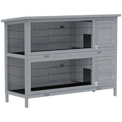 2 Tier Wooden Rabbit Hutch, Bunny Pet House, Grey Rabbit Hutch at Gallery Canada