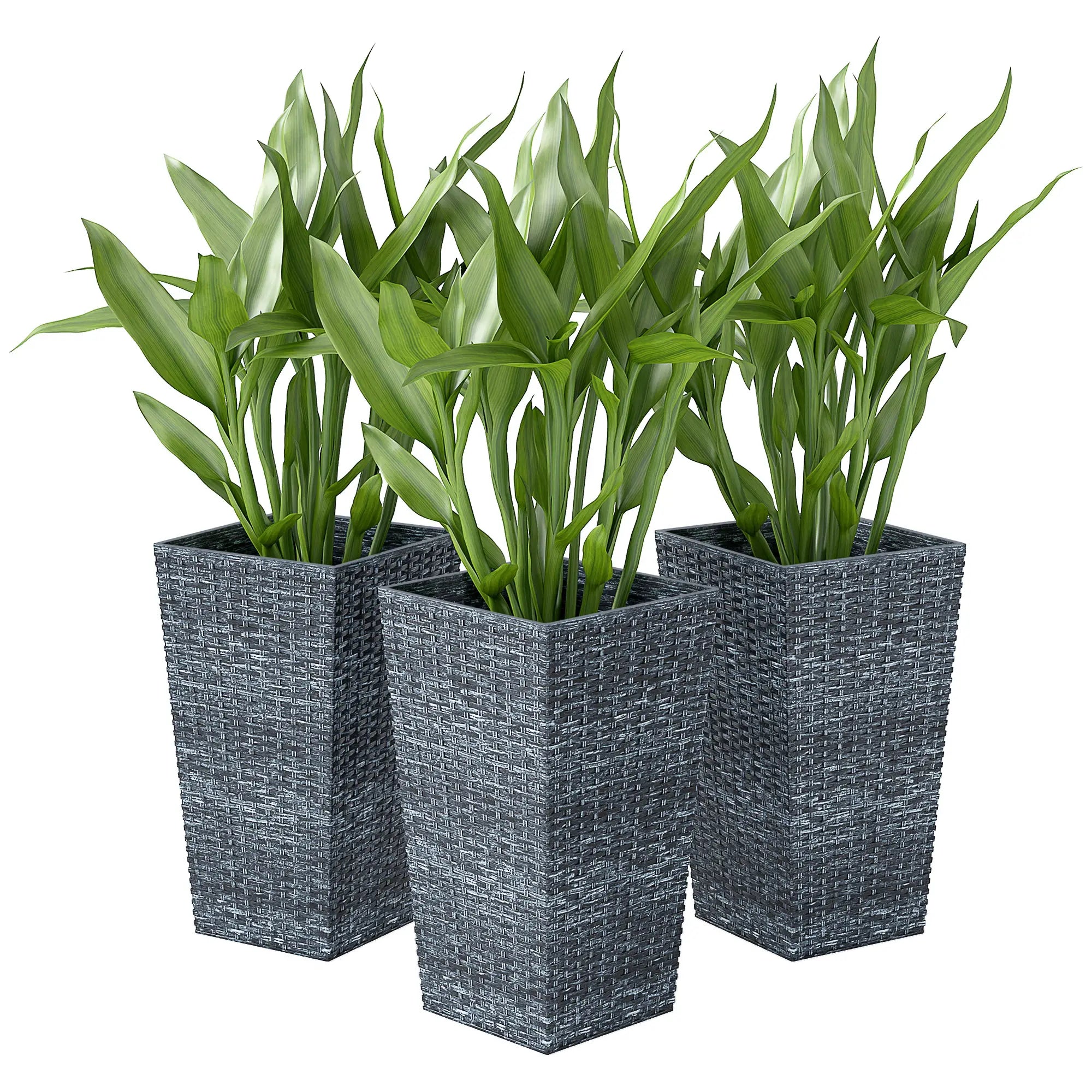 Set of 3 Tall Plant Stand, Outdoor Indoor Flower Pot, Mixed Grey, Grey Garden Accessories Mixed Grey at Gallery Canada