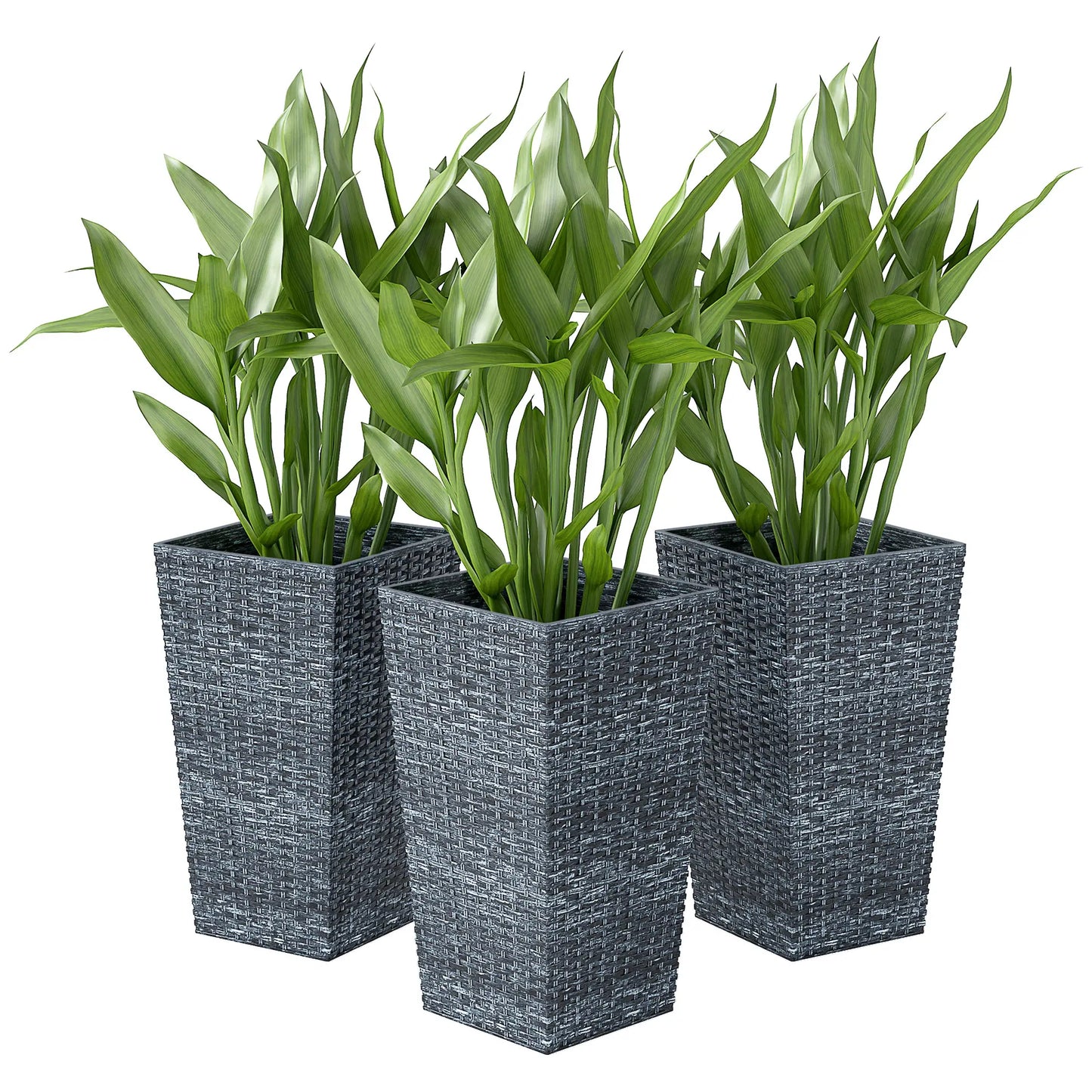 Set of 3 Tall Plant Stand, Outdoor Indoor Flower Pot, Mixed Grey, Grey Garden Accessories Mixed Grey at Gallery Canada