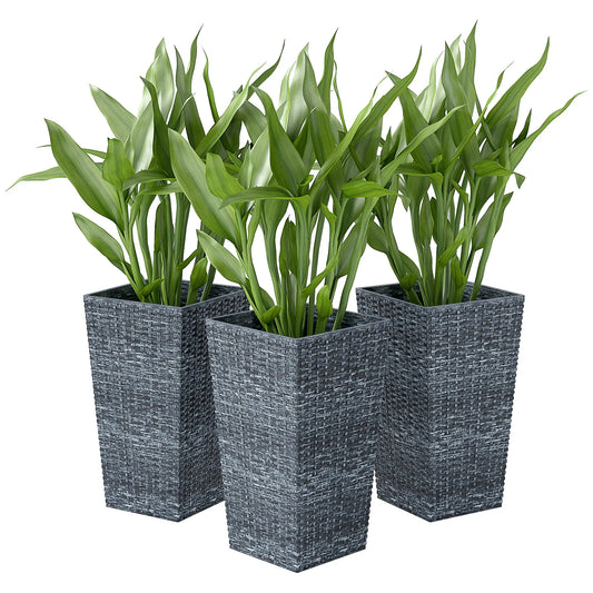Set of 3 Tall Plant Stand, Outdoor Indoor Flower Pot, Mixed Grey, Grey Garden Accessories Mixed Grey at Gallery Canada