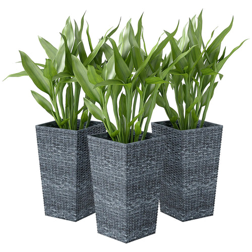 Set of 3 Tall Plant Stand, Outdoor Indoor Flower Pot, Mixed Grey, Grey