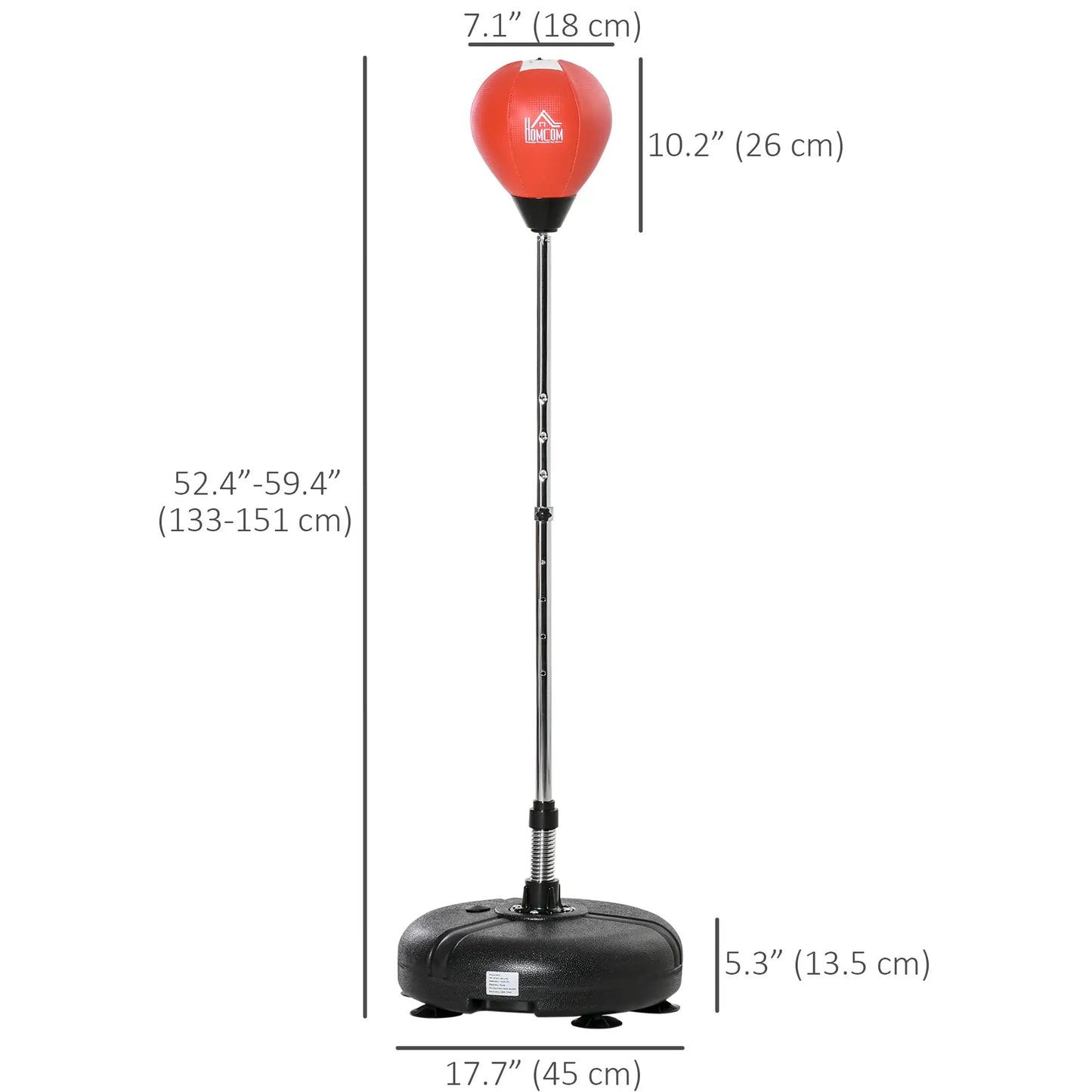 Ensemble de sac de frappe autoportant avec support, ballon de vitesse et gants, hauteur 52,4"-59,4"
