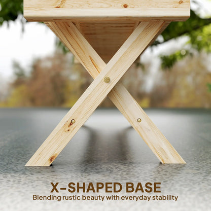 55.1" Garden Bench, 2-Seater Outdoor Bench, Natural Wood Finish Outdoor Benches at Gallery Canada