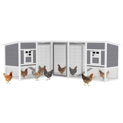 L-Shaped Wooden Chicken Coop With Run, 2 Houses, Waterproof Roof, Ramps Chicken Coops at Gallery Canada