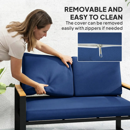 2 Seater Outdoor Seat Cushions, 5" Thick, 7" Backrest, Navy Blue Patio Chair Cushions at Gallery Canada