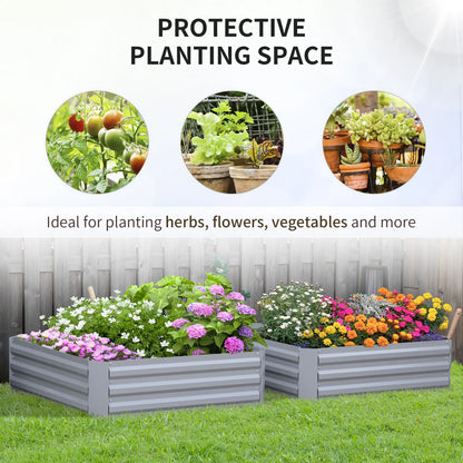 39" x 39" x 12" Raised Garden Bed Set, Elevated Planter Box, Galvanized Steel Frame, Grey Galvanized Planter Boxes at Gallery Canada