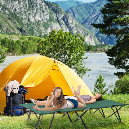76" Two Person Folding Camping Cot, Portable Military Bed, Green Camping Cots at Gallery Canada
