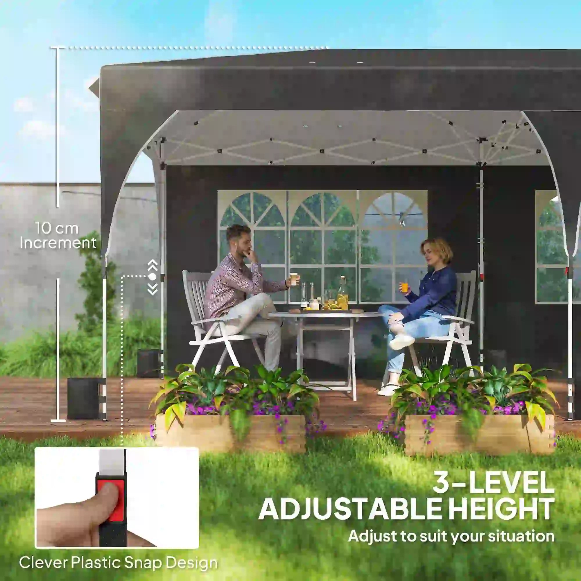10 x 20 ft Pop Up Canopy Tent, Reflective Strips, UPF 50+, 6 Sandbags, Black Pop Up Canopies at Gallery Canada