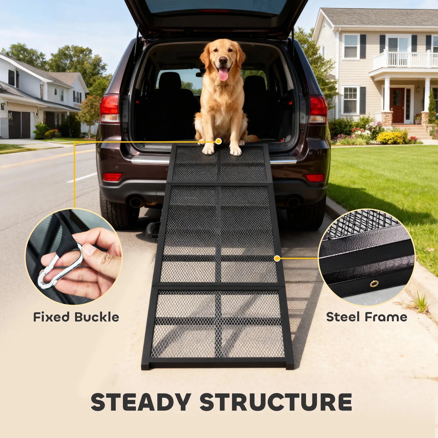 75 Inch Folding Portable Dog Car Ramp for Large Dogs, Extra Long Wide Dog Stairs at Gallery Canada