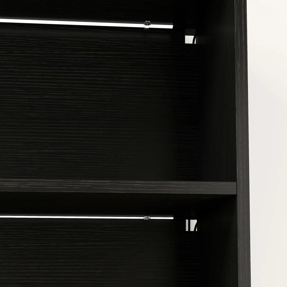 5-Tier Bookshelf With LED Lights, Cable Holes, Black Wood Grain