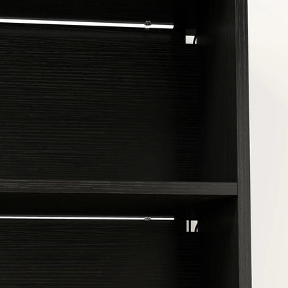 5-Tier Bookshelf With LED Lights, Cable Holes, Black Wood Grain