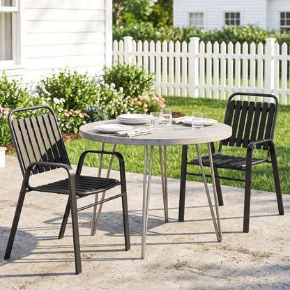 Stackable Outdoor Dining Chairs Set Of 2, Black Patio Chairs at Gallery Canada