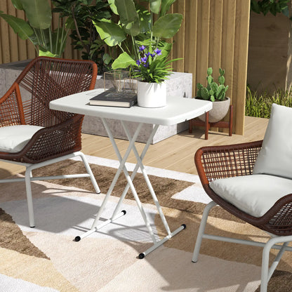 Portable Patio Side Table, Adjustable Height, HDPE Top, Metal Frame, White Patio Side Tables at Gallery Canada