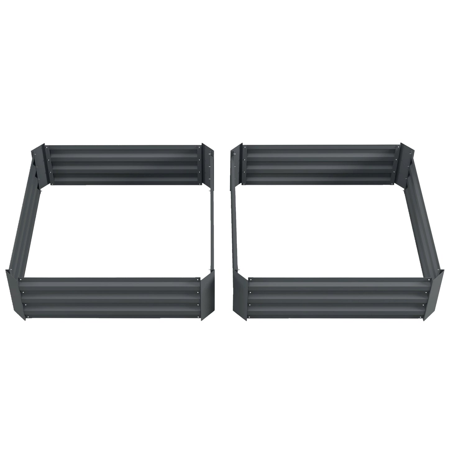 Raised Garden Bed Set, Steel Elevated Planter Box, 39"x39"x12", Dark Grey Galvanized Planter Boxes Dark Grey at Gallery Canada