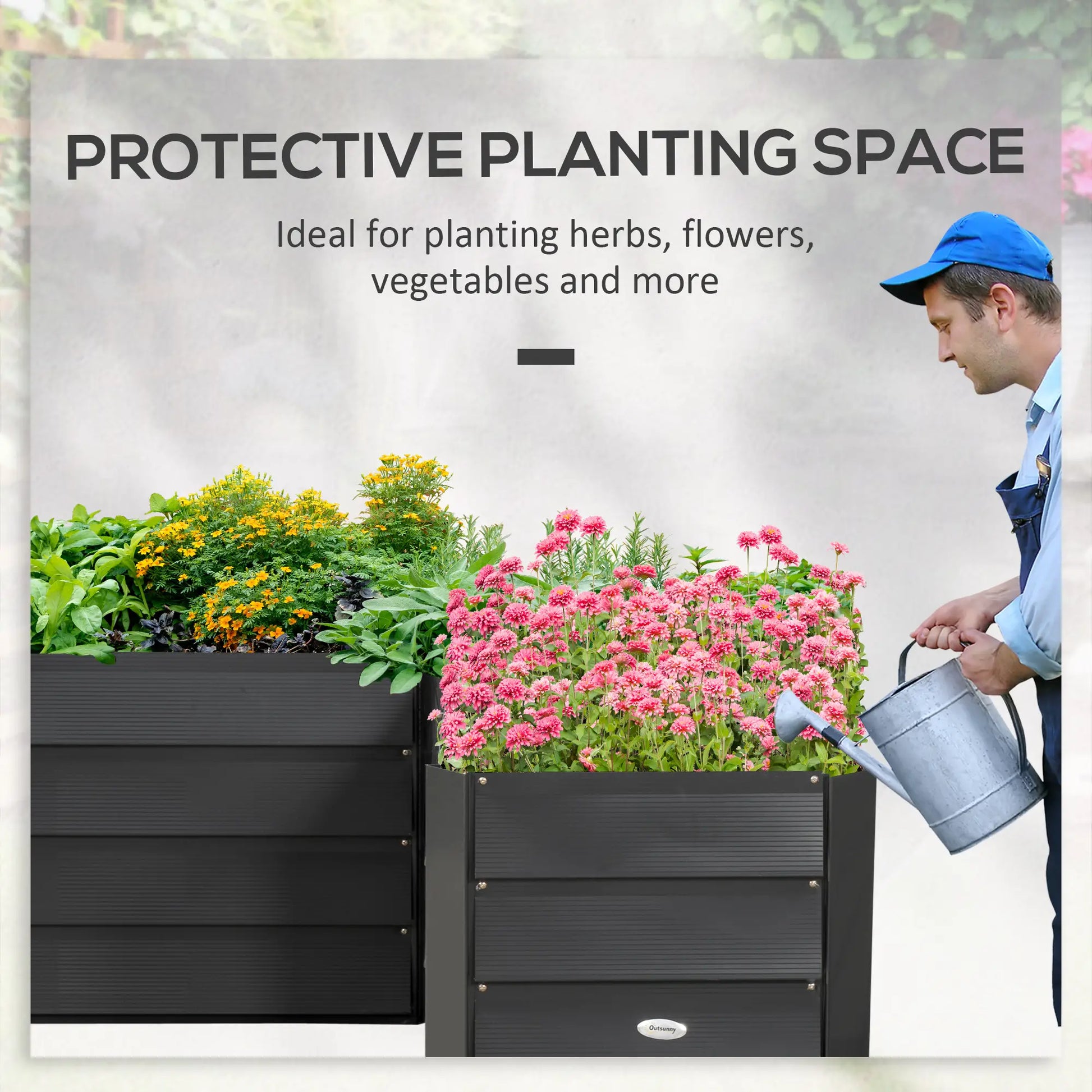 45" x 45" x 17" L-Shaped Galvanized Steel Raised Garden Bed, Dark Grey Raised Garden Beds at Gallery Canada