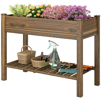 Elevated Planter Box With Legs, Storage Shelf, Raised Garden Bed, Carbonized Elevated Garden Beds Carbonized at Gallery Canada