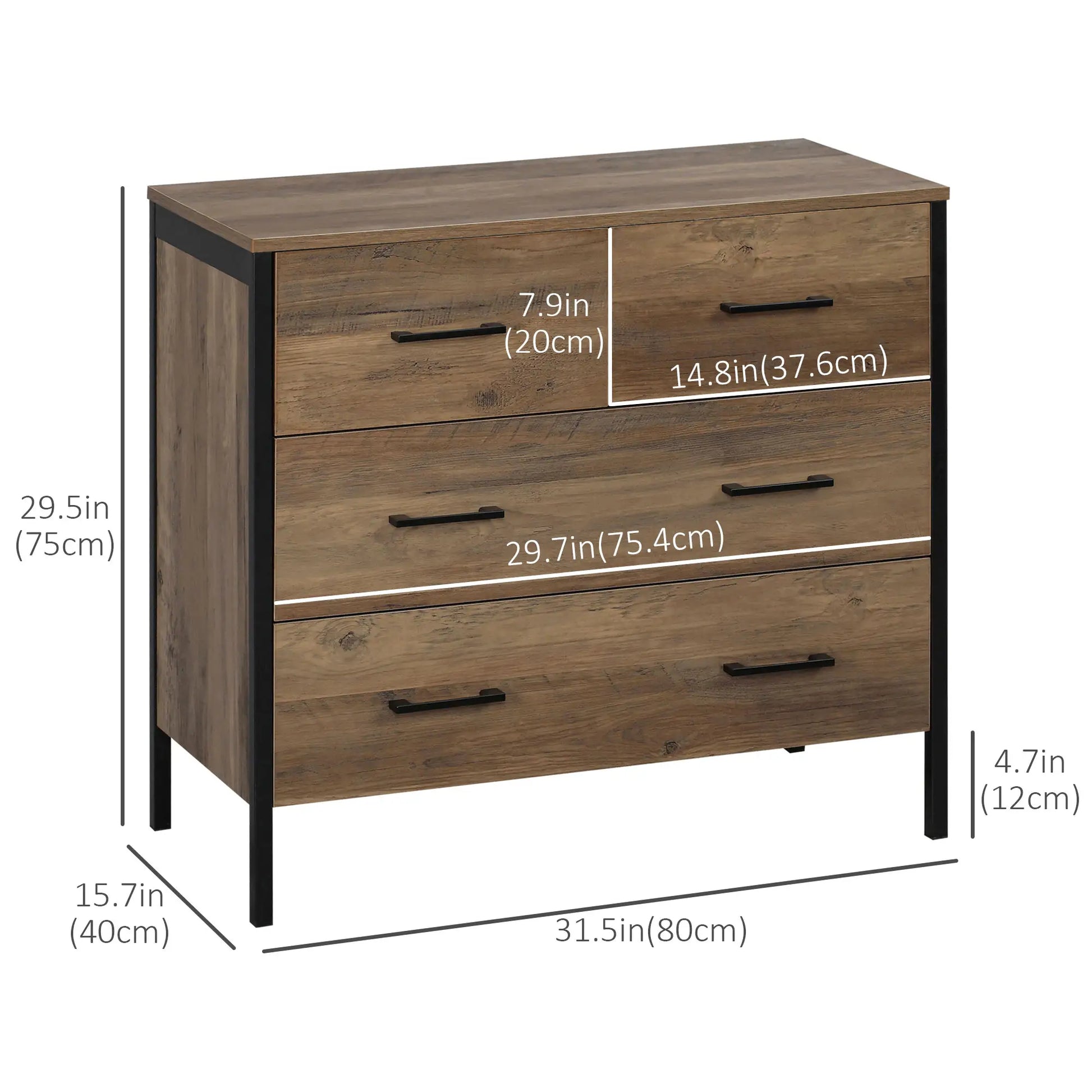 4 Drawer Dresser, Metal Frame, for Bedroom, Living Room, Brown Storage Cabinets at Gallery Canada
