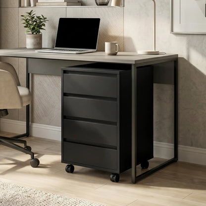 4-Drawer Vertical File Cabinet with Wheels, Black