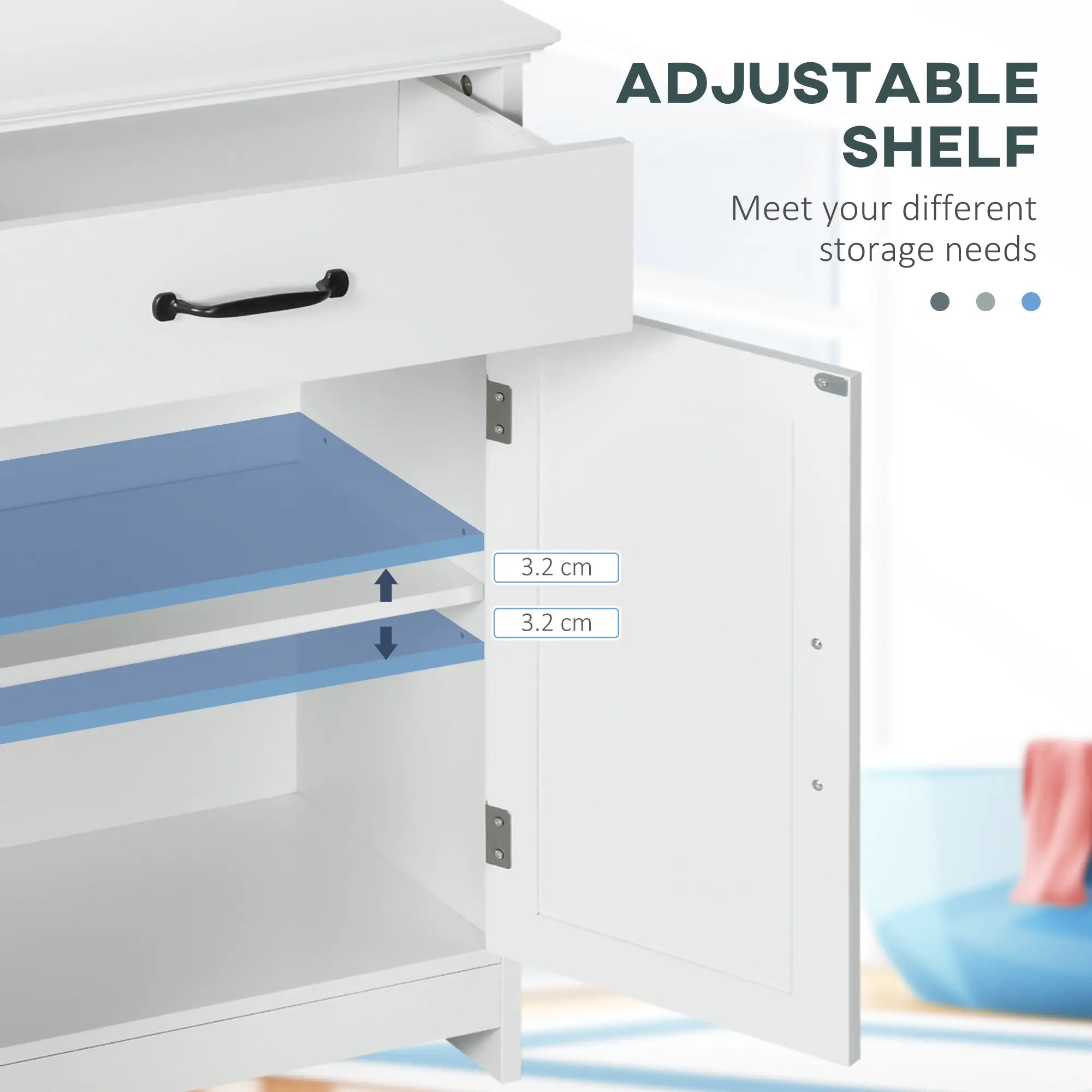 3-Piece Bathroom Furniture Set, Storage Cabinet with Drawers, Shelves, White Storage Cabinets at Gallery Canada