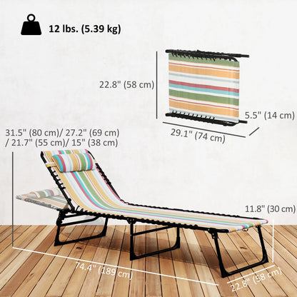 Outdoor Folding Lounge Chair, 4-Level Adjustable, Tanning Chair, Multicoloured Lounger Chairs at Gallery Canada