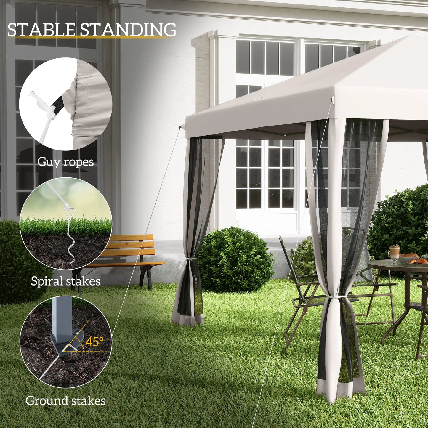 10' x 10' Pop Up Canopy Tent, Removable Mesh Sidewall, Carry Bag, Beige Pop Up Canopies at Gallery Canada