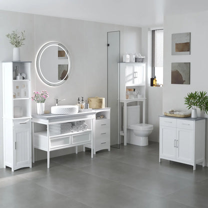 Small Bathroom Storage Cabinet, 3 Drawers, Open Shelf, White Bathroom Cabinets at Gallery Canada