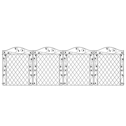 Metal Garden Fence Panels, Animal Barrier, Border Edging, 4 Pack, Wavey Vines