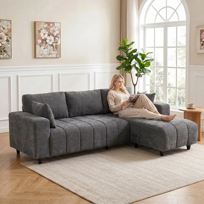 L-Shaped 3-Seater Sectional Sofa With Chaise, Spring Cushion, Grey L Shaped Couchs at Gallery Canada