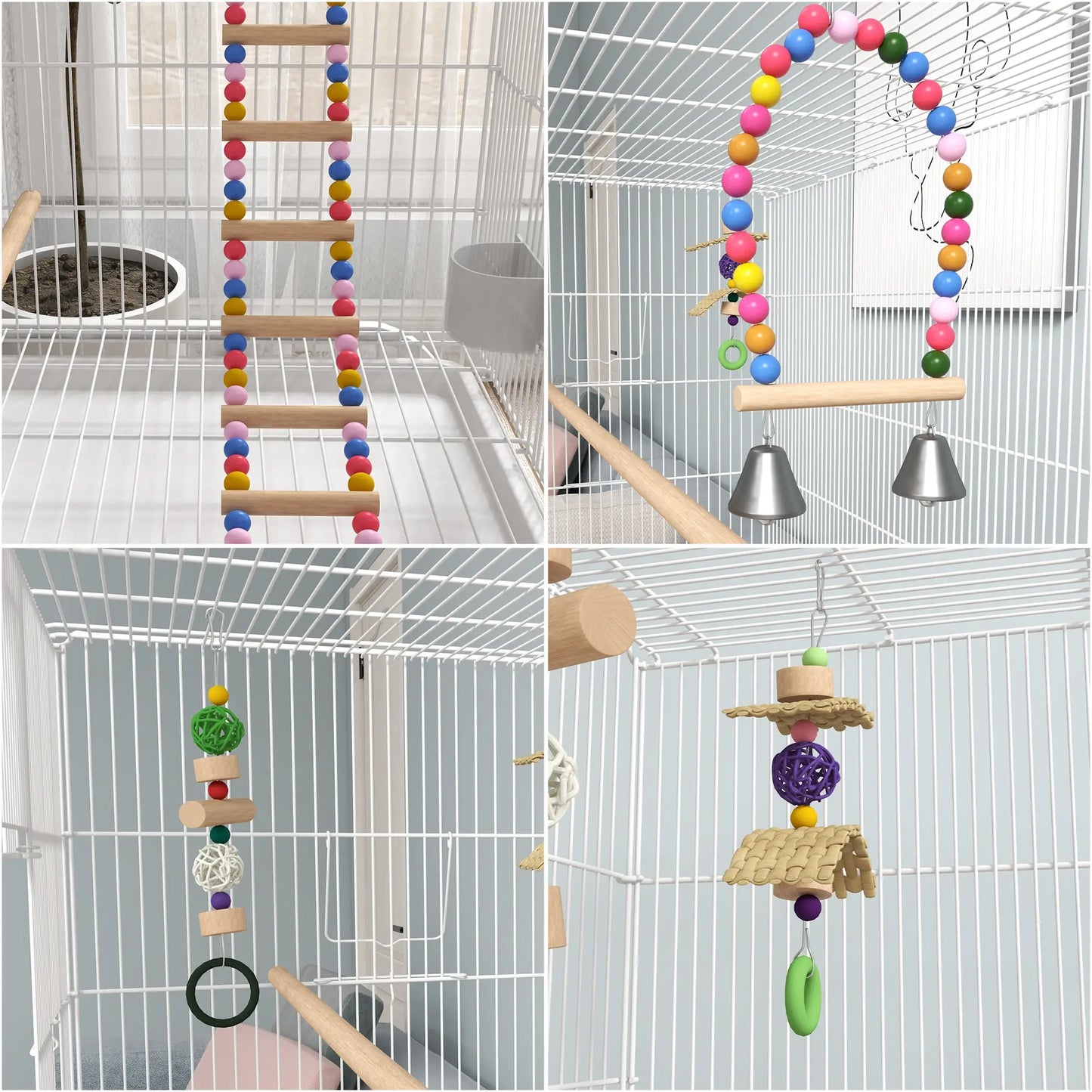 52" Bird Cage With Rolling Stand, Toys, For Budgies Canaries, White Bird Cages at Gallery Canada