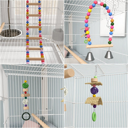 52" Bird Cage With Rolling Stand, Toys, For Budgies Canaries, White Bird Cages at Gallery Canada