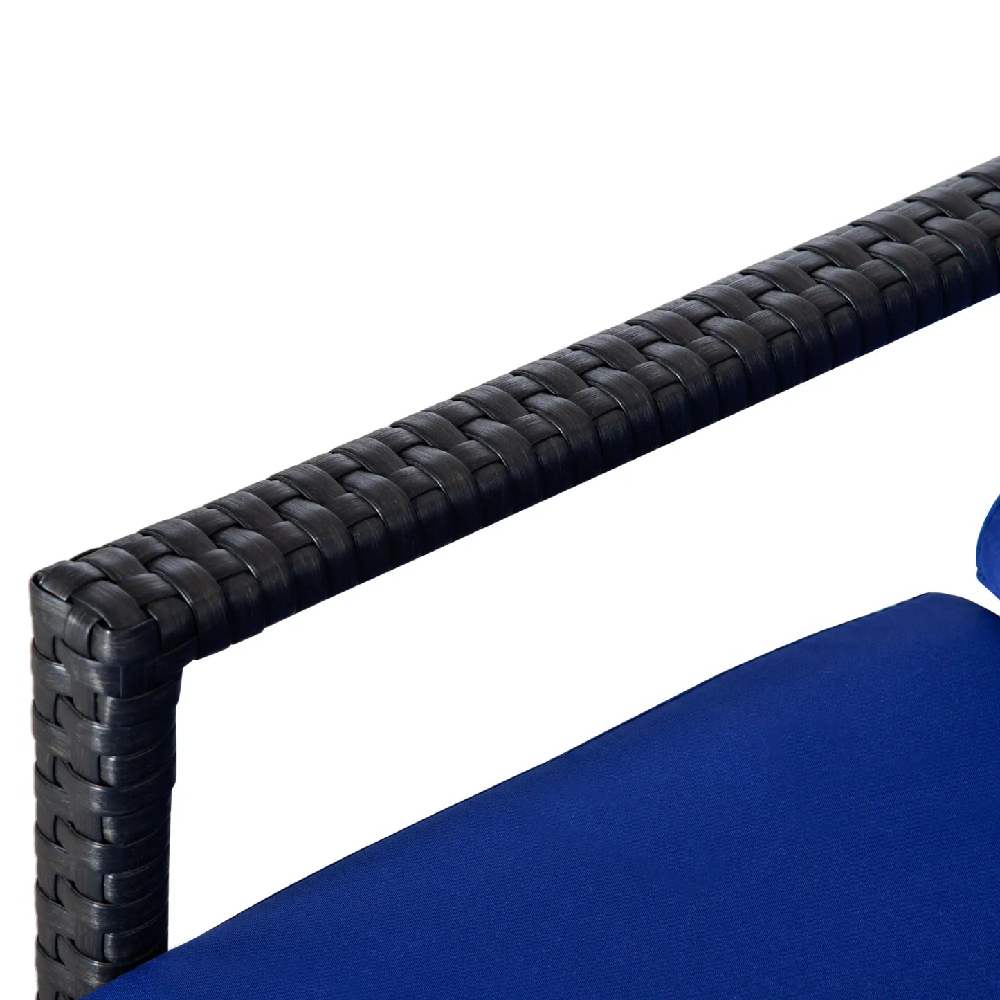 PE Rattan Chaise Lounger, Outdoor Recliner, 5-Level Backrest, 2 Wheels, Dark Blue Chaise Loungers at Gallery Canada