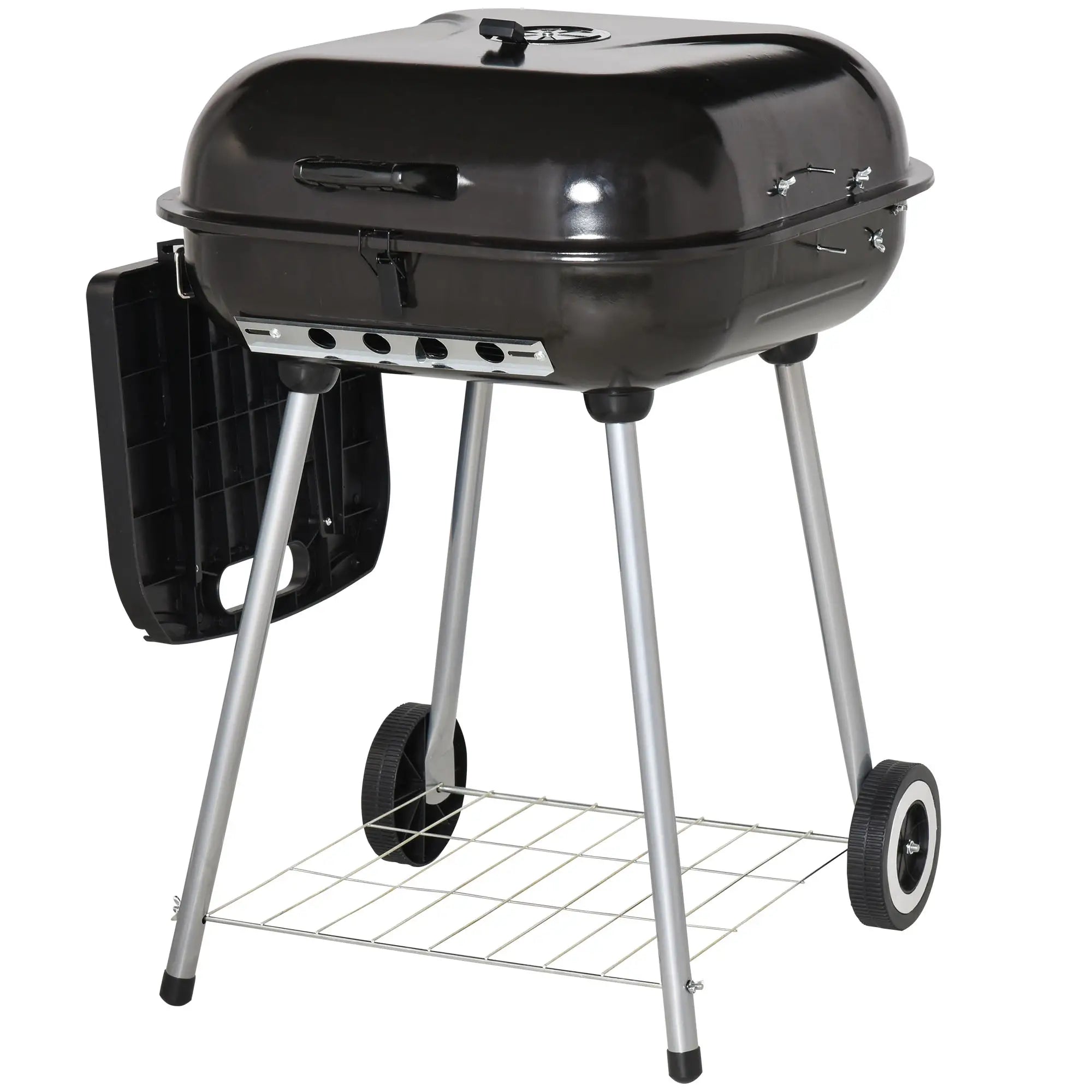 Charcoal BBQ Grill With Warming Rack, Portable Barbecue Smoker, 89 x 60 x 83 cm, Black Charcoal BBQ Grils at Gallery Canada