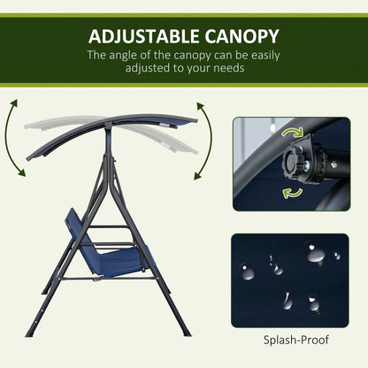 3-Seater Outdoor Swing, Adjustable Canopy, Dark Blue Porch Swings with Canopy at Gallery Canada