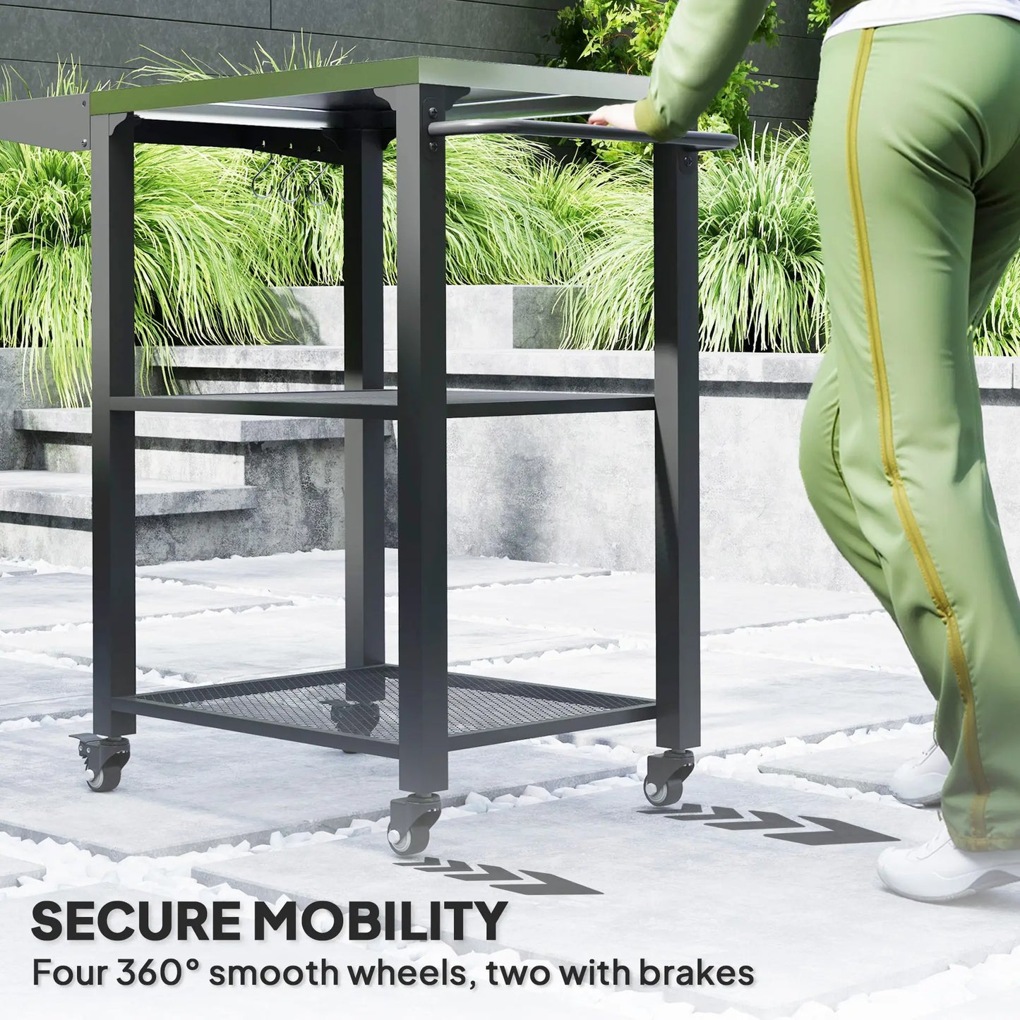 Outdoor Grill Cart With Foldable Side Table, 3-Tier Pizza Oven Stand Outdoor Grill Carts at Gallery Canada
