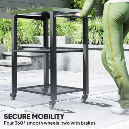 Outdoor Grill Cart With Foldable Side Table, 3-Tier Pizza Oven Stand Outdoor Grill Carts at Gallery Canada
