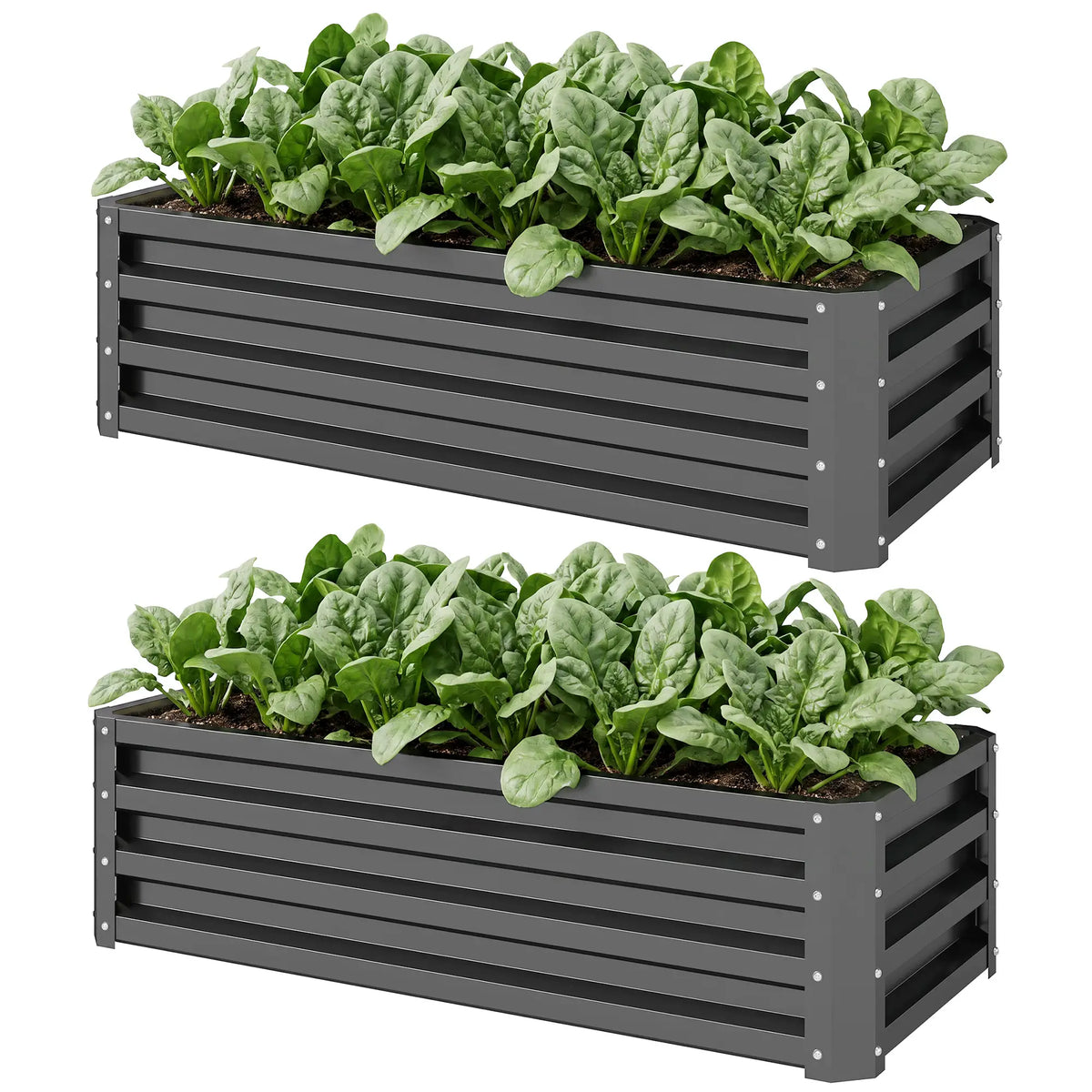 Galvanized Raised Garden Beds, Outdoor Planter Box, Set of 2, Light Grey Raised Garden Beds Light Grey at Gallery Canada