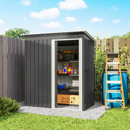 5x3 FT Outdoor Storage Shed, Sliding Door, Sloped Roof, Steel Frame, Black Sheds at Gallery Canada