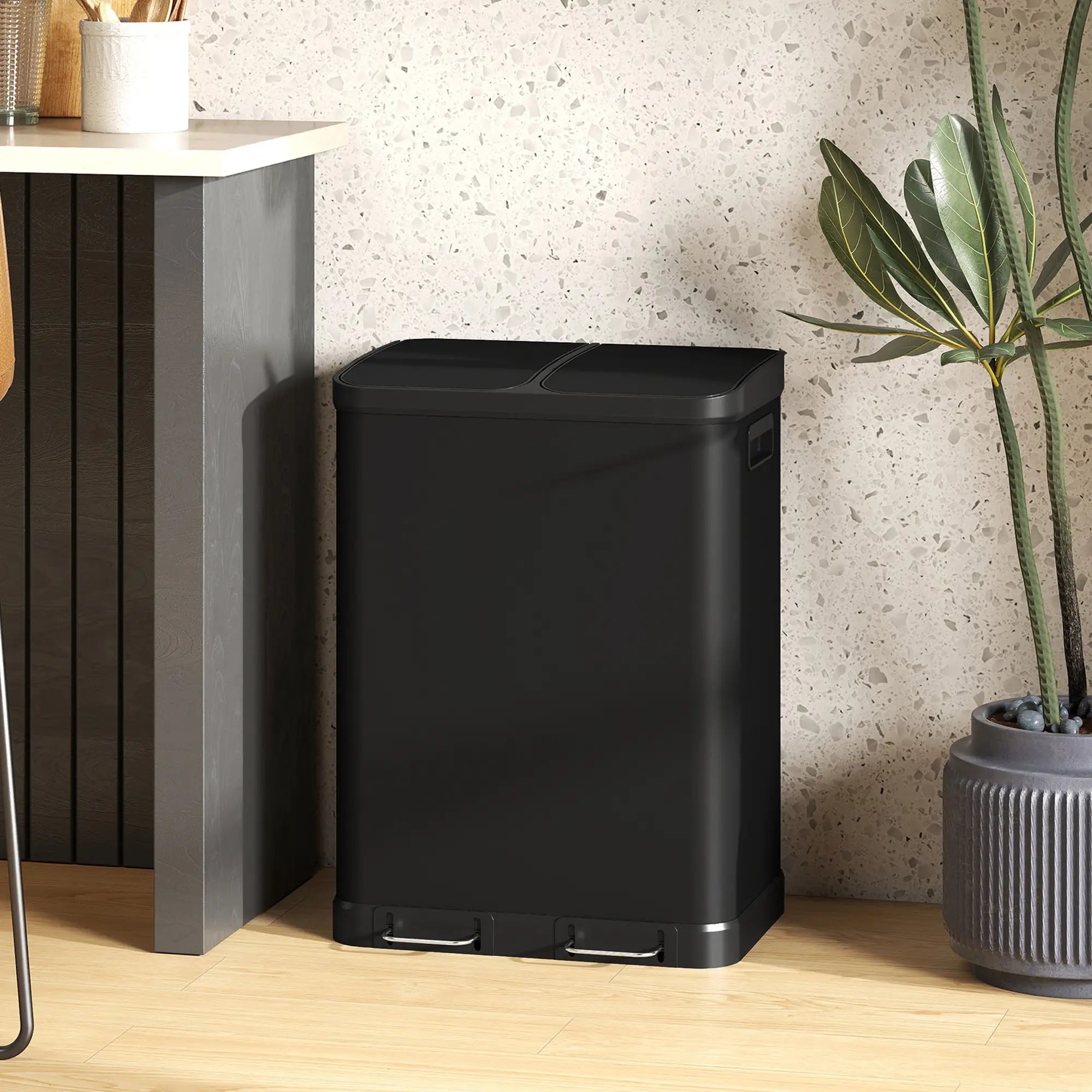 Kitchen Garbage Bin, 2 x 7.9 Gal, Soft-Close With Removable Buckets, Black Small Kitchen Appliances at Gallery Canada