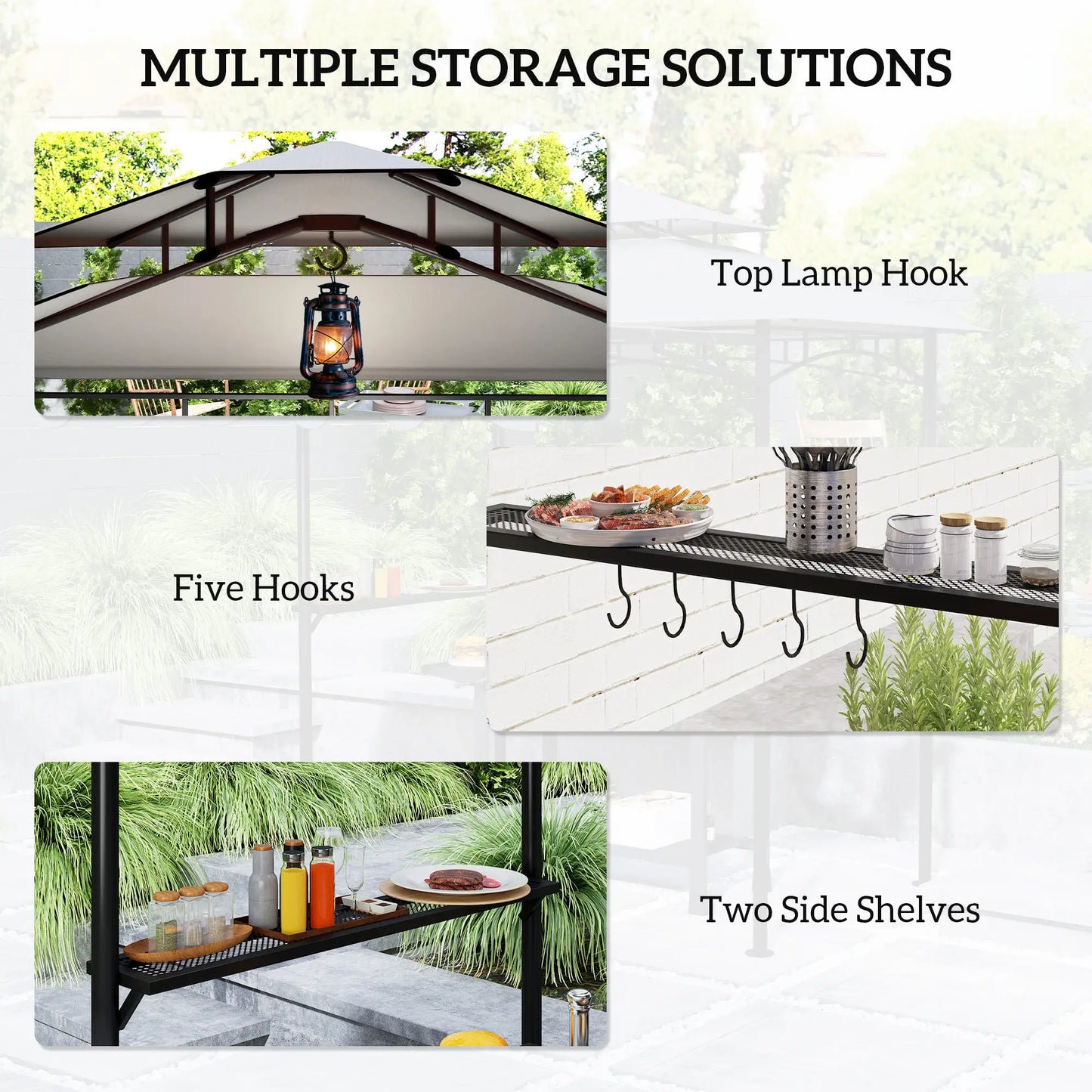 8' x 5' Grill Gazebo, Double Tiered, Light Grey BBQ Grill Gazebos at Gallery Canada